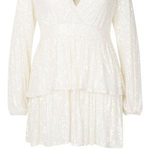 Sequin Plunge Tiered Skater Dress